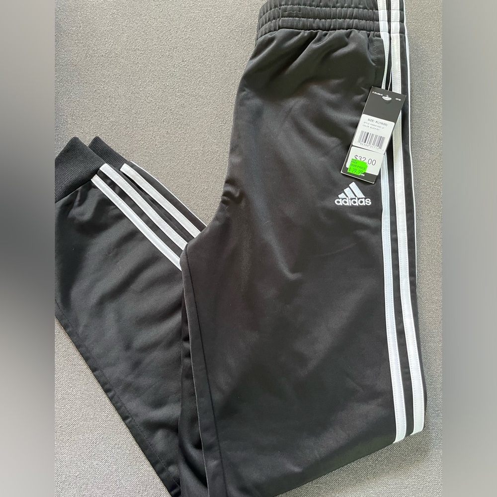 Adidas Black and White Sweatpants with Signature Stripes